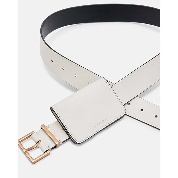 Allsaints Australia Womens Teri Leather Belt White/Brass AU81-104